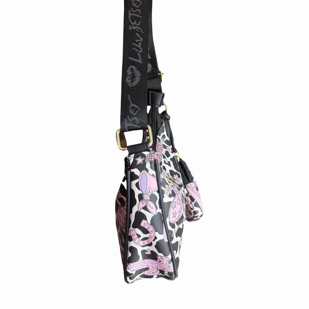 Pink Betsey Johnson Pink Cowgirl Bow Handbag Purse Boho W/ Coin Purse Wallet EUC - Picture 4 of 7